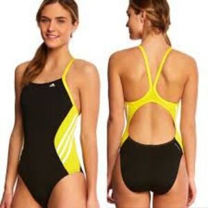 NWT Adidas One Piece Swimsuit‎ Sz 22 Solid Splice Vortex Back Quick Dry UPF 50+